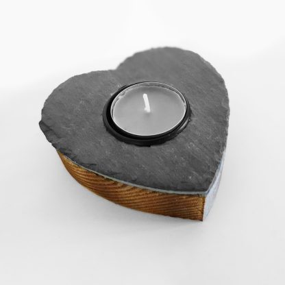 Slate & Wooden Tea Light Candle Holder